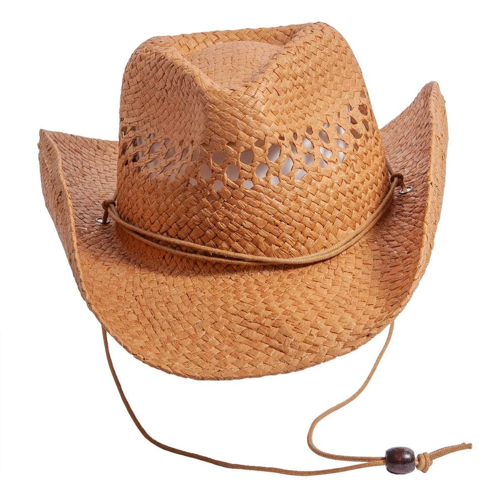 A front view of Carly brown straw hat