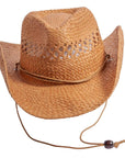 A front view of Carly brown straw hat