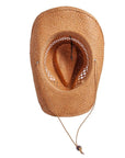 An bottom view of Carly brown straw hat