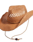 An angled left side view of Carly brown straw hat