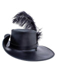 Cavalier Black Leather Hat with a Musket band by American Hat Makers