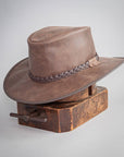 Crusher Bomber Brown Outback Leather Hat by American Hat Makers