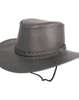 Crusher Black with Braided Band Outback Leather Hat by American Hat Makers