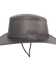 Crusher Black with Braided Band Outback Leather Hat by American Hat Makers