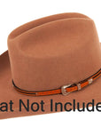 Debonair Leather Cowboy Hat Band with silver buckle on an angle view