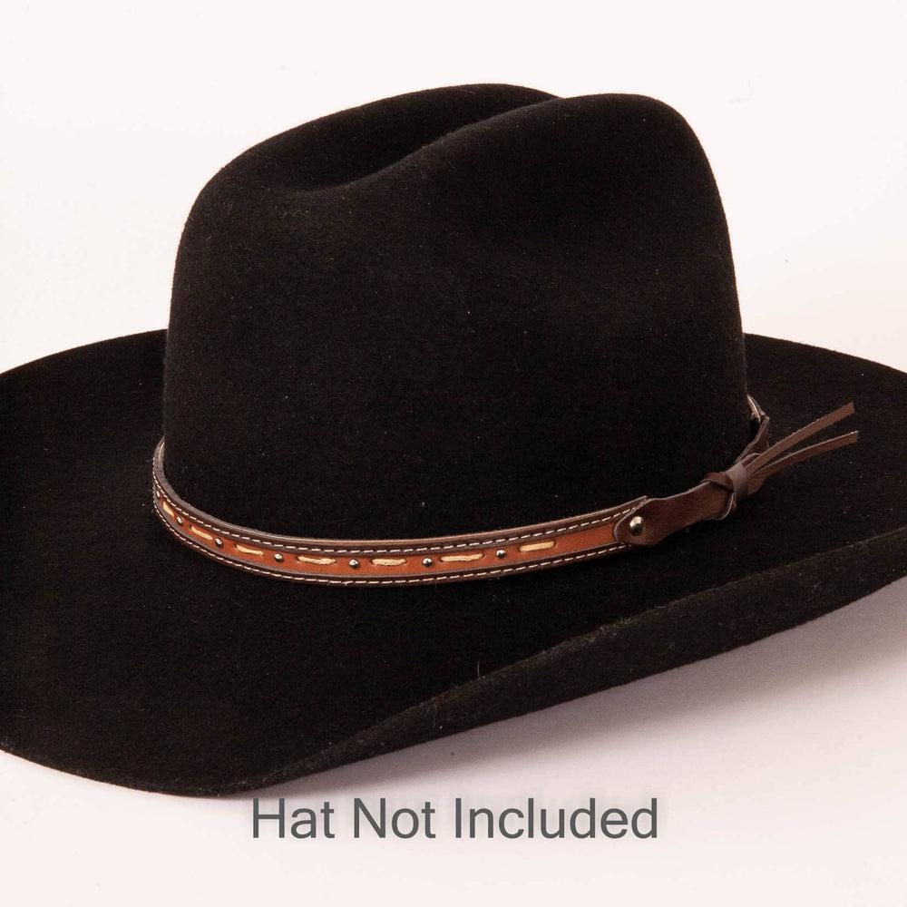 Dillon Brown Hat Band on a black felt hat