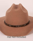 Rivet Black with Metal Studs Hat Band on a brown felt hat