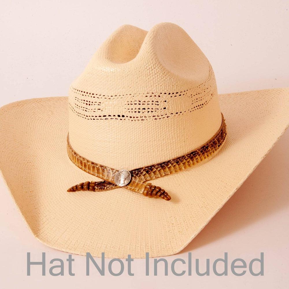 Double Rattle Hat Band on a cream hat