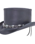 El Dorado Black Leather Top Hat with a 5 Skull Band by American Hat Makers