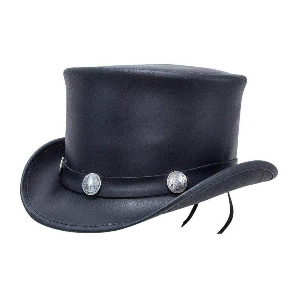 El Dorado  Black Leather Top Hat with a Buffalo Band by American Hat Makers