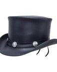 El Dorado  Black Leather Top Hat with a Buffalo Band by American Hat Makers