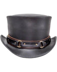 El Dorado Black Leather Top Hat with SR2 Band by American Hat Makers