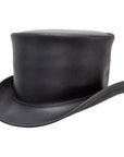 Unbanded El Dorado Black Leather Top Hat by American Hat Makers