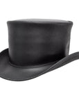 Unbanded El Dorado Black Leather Top Hat by American Hat Makers