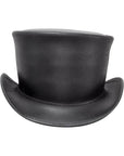 Unbanded El Dorado Black Leather Top Hat by American Hat Makers