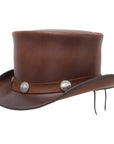 El Dorado  Brown Leather Top Hat with a Buffalo Band by American Hat Makers