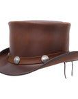 El Dorado Brown Leather Top Hat, Buffalo Band by American Hat Makers