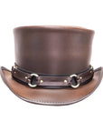 El Dorado Brown Leather Top Hat with SR2 Band by American Hat Makers