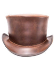 Unbanded El Dorado Brown Leather Top Hat by American Hat Makers
