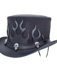 Flames Black Mesh Leather Top Hat by American Hat Makers