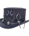 Flames Black Mesh Leather Top Hat by American Hat Makers