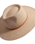 A top angled view of Johvan cream straw sun hat