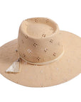 A top left view of Lena cream straw sun hat