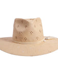A right side view of Lena cream straw sun hat 