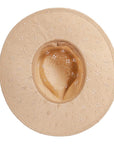 An bottom view of Lena cream straw sun hat