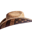 A side view of Liberty US flag designed straw cowboy hat