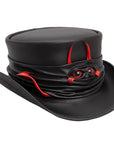 Marlow Lil Evil Black Leather Top Hat by American Hat Makers