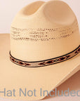Lone Wolf Black Cowboy Hat Band on a cream hat