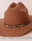 Lone Wolf Black Cowboy Hat Band on a brown felt hat