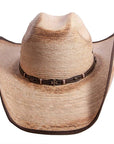 A front view of Lucas distressed straw cowboy hat
