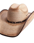 An angled front view of Lucas distressed straw cowboy hat