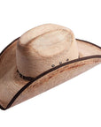 A side view of Lucas distressed straw cowboy hat