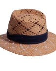 A right side view of Markie brown fedora straw hat
