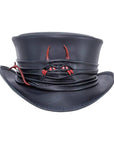 Marlow Lil Evil Black Leather Top Hat by American Hat Makers