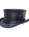 Marlow Black Finished Leather Top Hat with LT Band by American Hat Makers