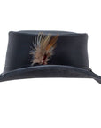Marlow Black Finished Leather Top Hat with LT Band by American Hat Makers