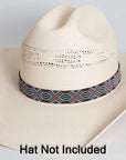 Maverick blue and red beaded hat band by American Hat Makers