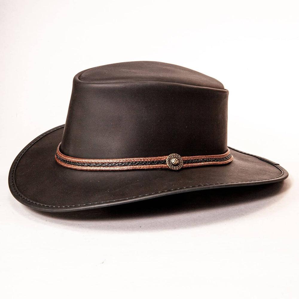 Classic Midnight Leather Braided Cowboy Hat - Leather Skin Shop