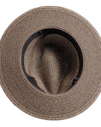 An bottom view of Nero black straw sun hat