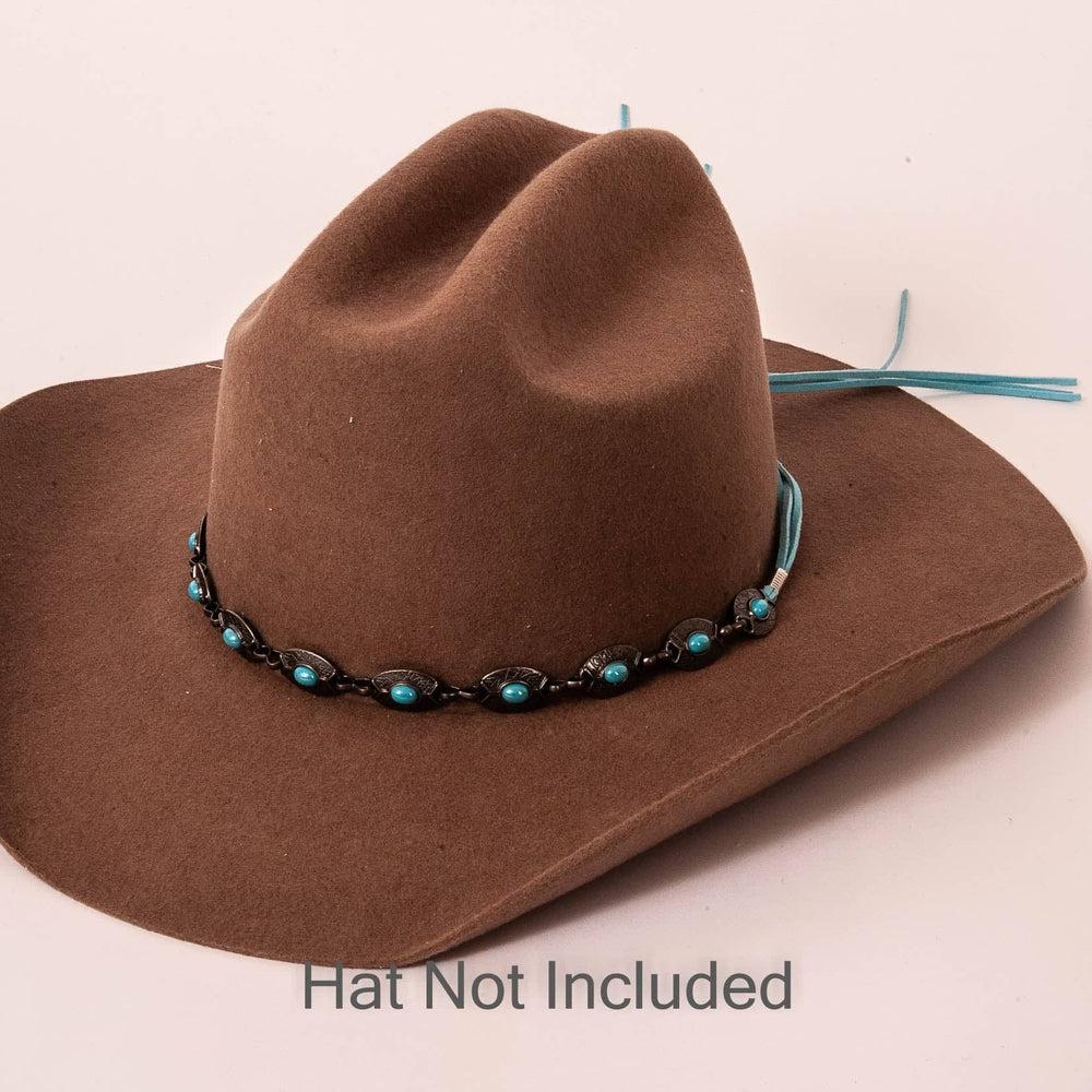 Western Hat Band for Cowboy Hats by Silver Canyon, Black Leather