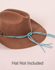 Nizhoni Turquoise Hat Band on a brown felt hat