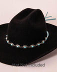 Nizhoni Turquoise Hat Band on a black felt hat