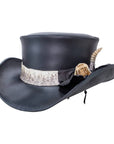 Pale Rider Black Finished Top Hat with Rattlesnake Band by American Hat Makers