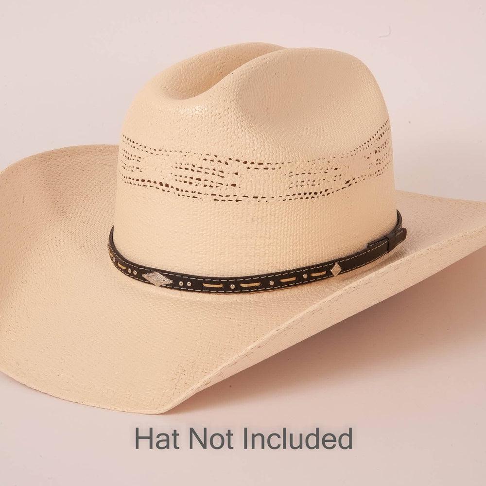 Piney Black Hat Band on a cream hat