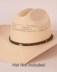 Piney Brown Hat Band on a cream hat