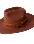 A side view of Ralston Brown Western Felt Hat 